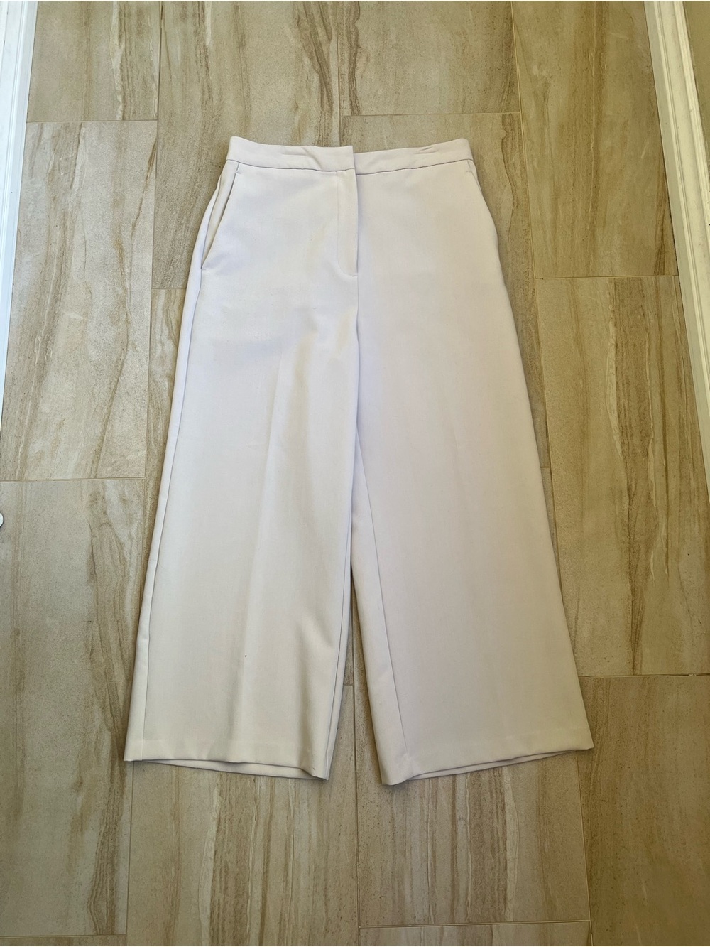Zara Wide-Leg Crop Pants - Pale Pink